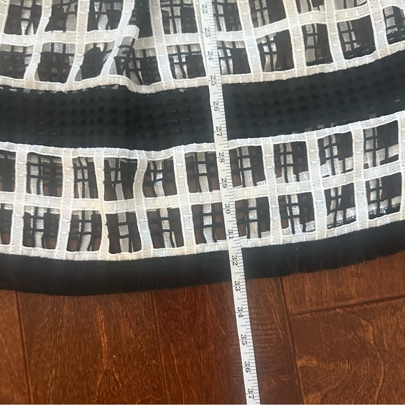 Alexis Albina Windowpane-Check Mesh-Knit Midi Skirt Black/White Women's Size S - Picture 8 of 11